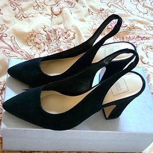 Black Suede slingback shoes